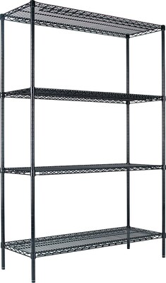 Alera® Industrial Wire Shelving Starter Set, 48Wx18D, Black