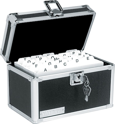 Vaultz™ Locking Index Card Box, 550-Card Capacity, 5 x 8, Black (VZ01280)