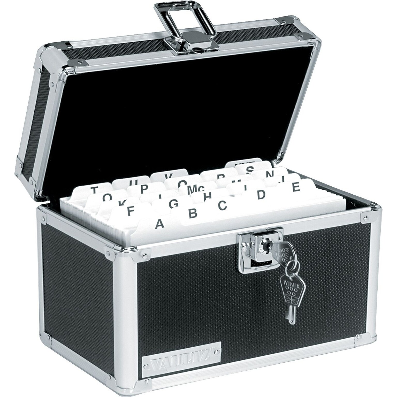 Vaultz™ Locking Index Card Box, 550-Card Capacity, 5 x 8, Black (VZ01280)