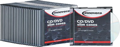 Innovera® CD/DVD Case; Slim, Clear, 25-Pack