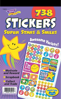 Trend Stickers Assortment Pack; Super Stars & Smiles, 738 Stickers