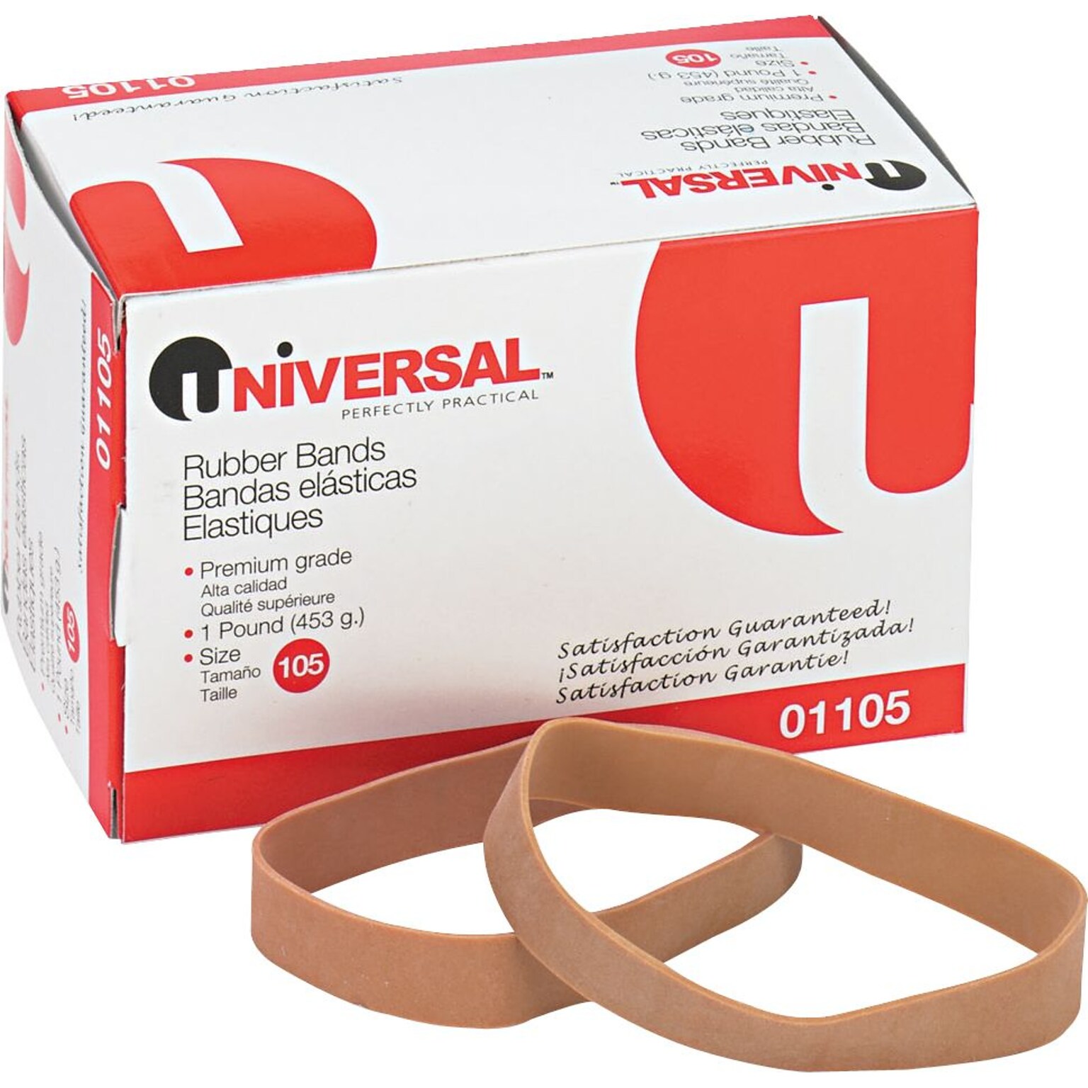 Alliance Rubber Company Sterling Size #105 Rubber Bands, 5 x 0.63, Approx. 70/Pack, 1 lb. Box (ALL25055)