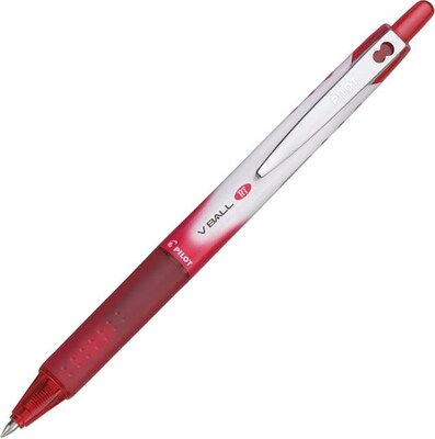 Pilot VBall RT Retractable Rollerball Pens, Extra Fine Point, Red Ink, Dozen (26108)