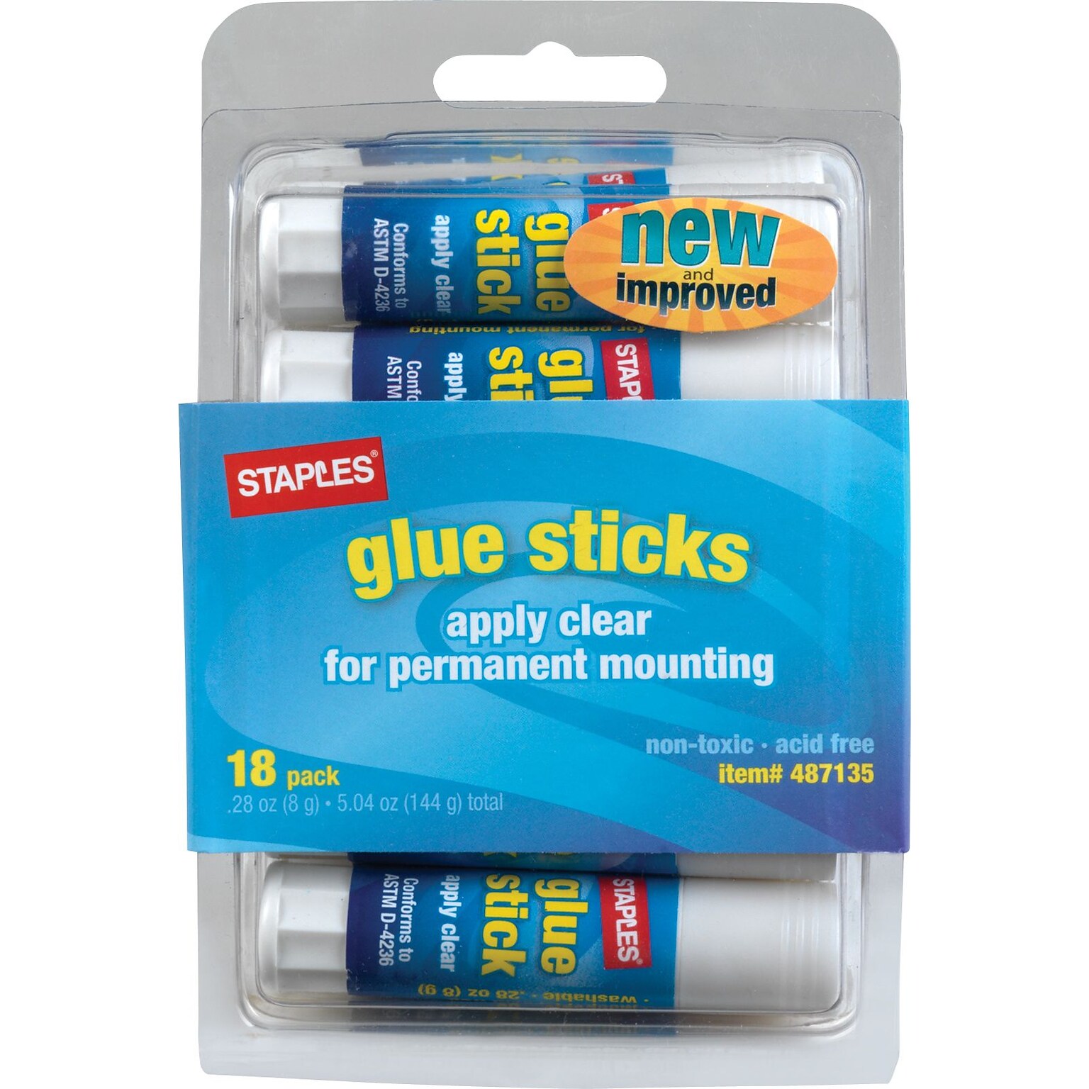 Staples® Glue Sticks, 0.28 oz., 18/Pack (ST10449/10449)