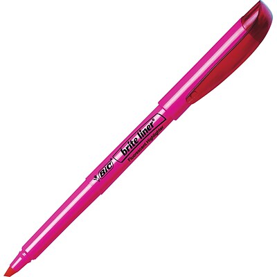 BIC Brite Liner Stick Highlighter, Chisel Tip, Pink, Dozen (65554/BL11PL)