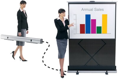 Quartet® Euro™ Instant Cinema Portable Projection Screen, Black Frame, 80”