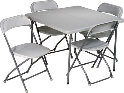 Office Star® 36 Square Resin Folding Card Table plus 4 Chairs, Lt Gray
