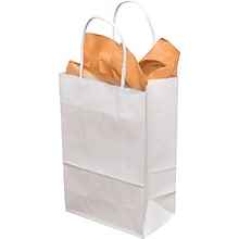 Mini Cub Shopper 8.25 x 5.25 x 3.5 Kraft Paper Shopping Bags, White, 250/Carton (WHITE539)