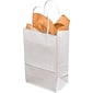 Mini Cub Shopper 8.25" x 5.25" x 3.5" Kraft Paper Shopping Bags, White, 250/Carton (WHITE539)