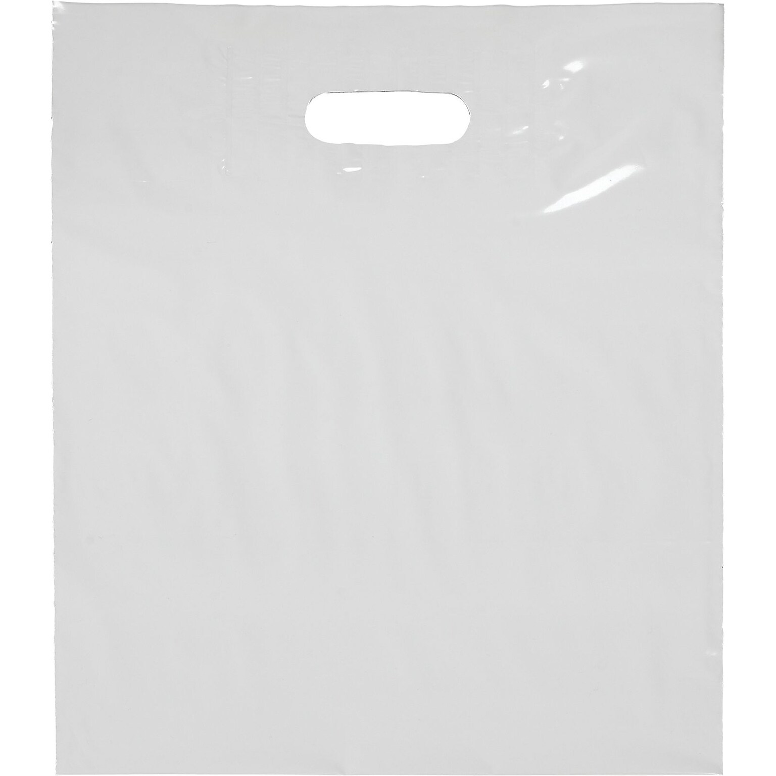 Command Packaging 15”W x 18”L +4” Plastic Gusseted Die-Cut Handle Bag, 500/Carton (248-1518-9)