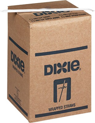 Dixie Wrapped Plastic Straws 7.75, Clear, 500/Box (DXEJW74)