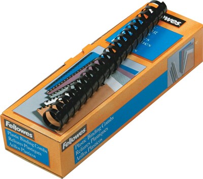 Fellowes® Plastic Comb Binding, 1(Dia), 200 Sheets, Black