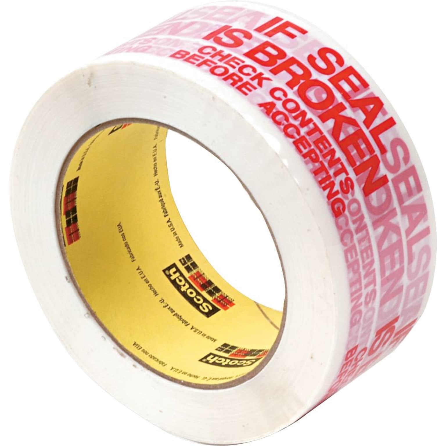 Scotch® Printed Message Box Sealing Tape, IF SEAL IS BROKEN CHECK CONTENTS BEFORE ACCEPTING, 1.88 x 109 yds., White (3771)