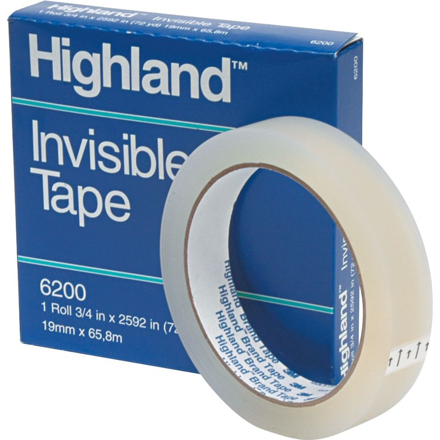 Highland Invisible Clear Tape, 0.75 x 72 yds., 1 Core (6200342592)