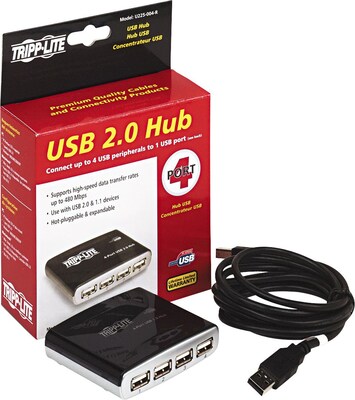Tripp Lite TRPU225004R 4-Port Hi-Speed USB 2.0 Mini Hub, Silver