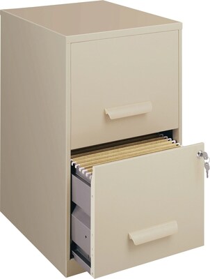 Space Solutions 2-Drawer File Cabinet, Letter-Width, Putty, 18" Deep (14340)