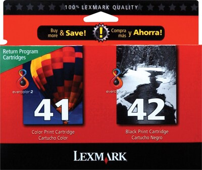 Lexmark 41/42 Black/Color Ink Cartridge, Standard Yield, 2/Pack (18Y0238)