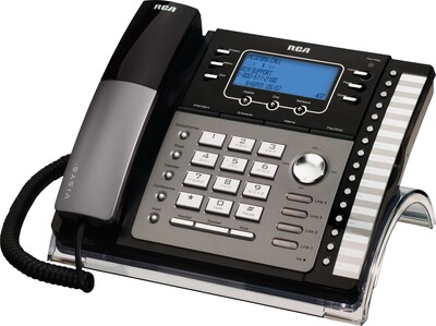 RCA ViSYS 25425RE1 4-Line Corded Phone, Black/Silver