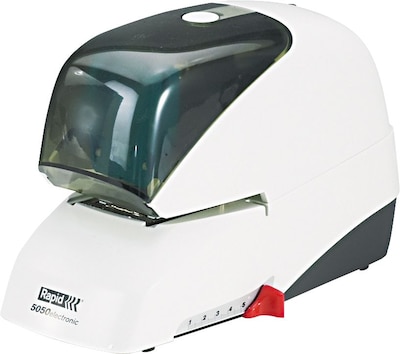 Esselte Rapid Electric 5050 Heavy-Duty Stapler, 50 Sheet Capacity, White (73157)