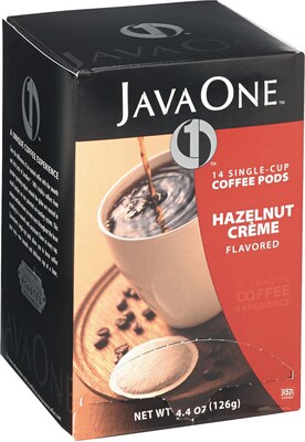 Java One Single Cup Hazelnut Creme Ground Coffee, Regular, .3 oz., 14 Pods (JTC70506)