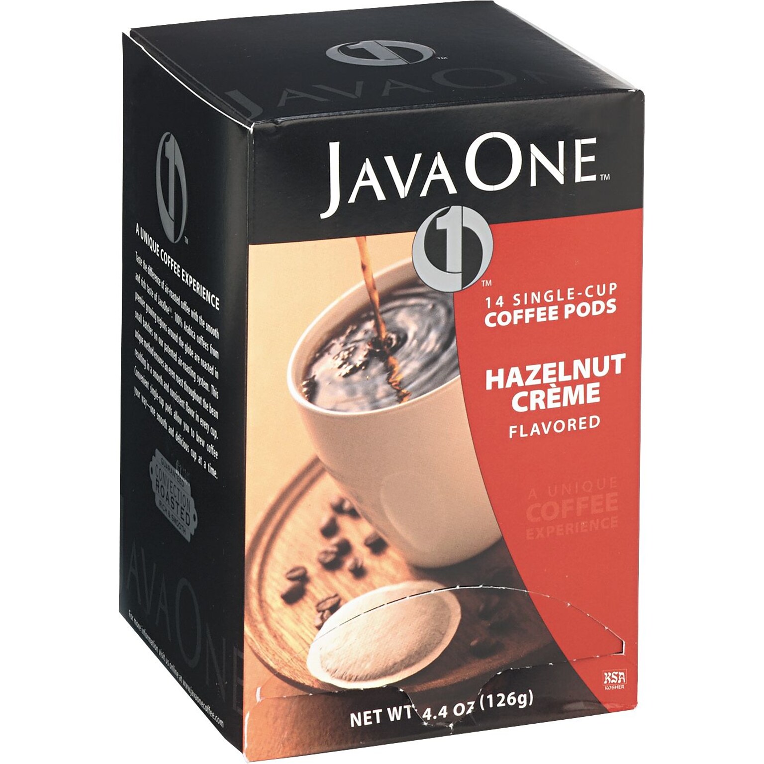 Java One Single Cup Hazelnut Creme Ground Coffee, Regular, .3 oz., 14 Pods (JTC70506)