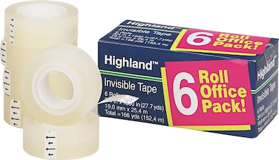 Highland Invisible Tape,  3/4 x 27.7 yds., 6 Rolls (6200-6PK)