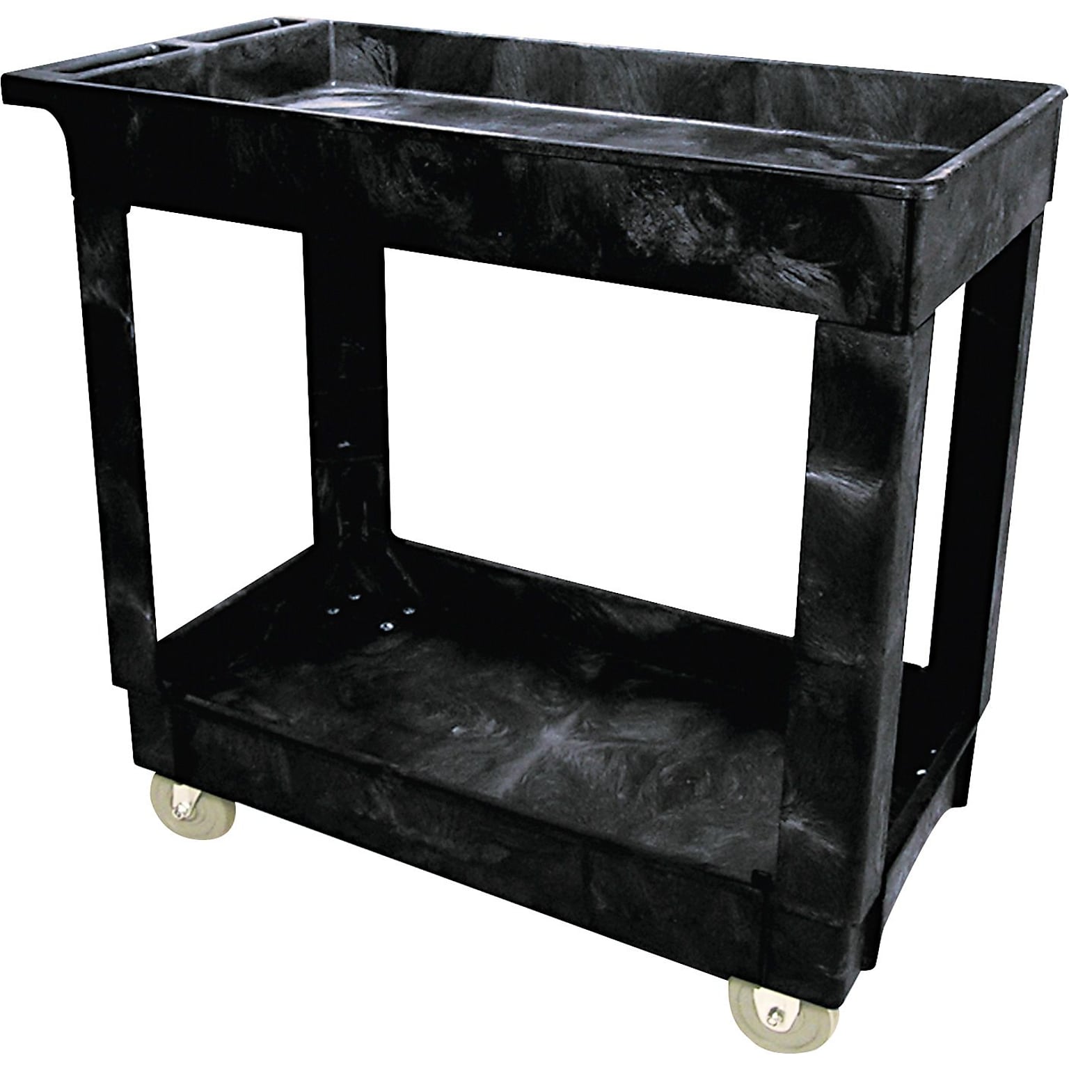 Rubbermaid 2-Shelf Plastic/Poly Mobile Utility Cart, Black (FG9T6600BLA)