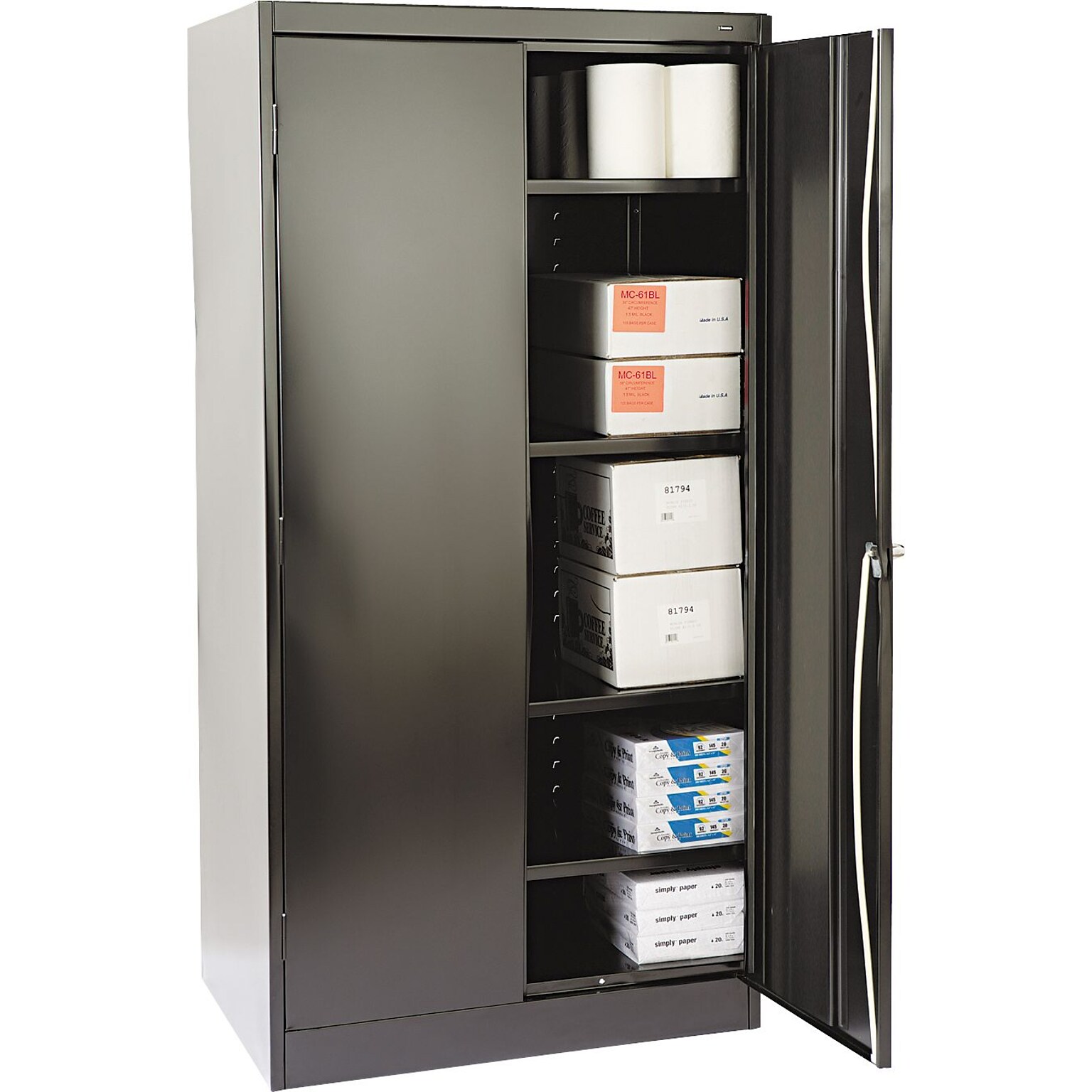 Tennsco Standard 72H Steel Storage Cabinet with 5 Shelves, Black (TNN1480BK)