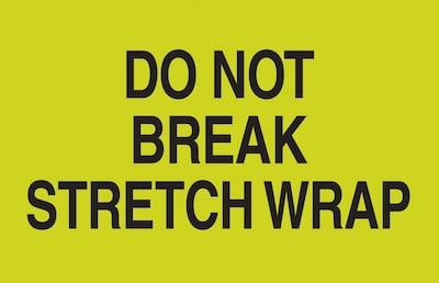 Staples® Do Not Break Stretch Wrap Labels, Yellow & Black, 5 x 3, 500/Roll (LABDL2201)