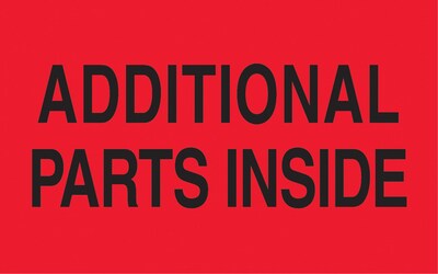 Quill Brand® Additional Parts Inside Labels, Red/Black, 5 x 3, 500/Rl