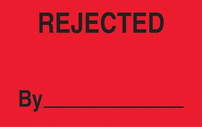 Rejected By ________ Labels, Red/Black, 5 x 3, 500/Rl