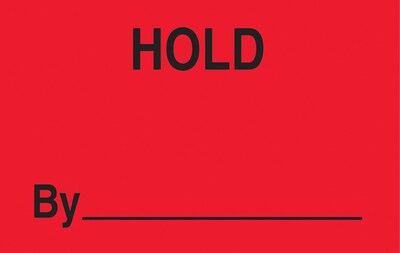 Hold By ________ Labels, Red/Black, 5 x 3, 500/Rl