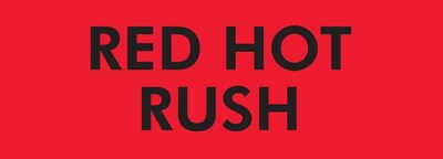 Quill Brand® Red Hot Rush Labels, Red/Black, 3 x 2, 500/Rl