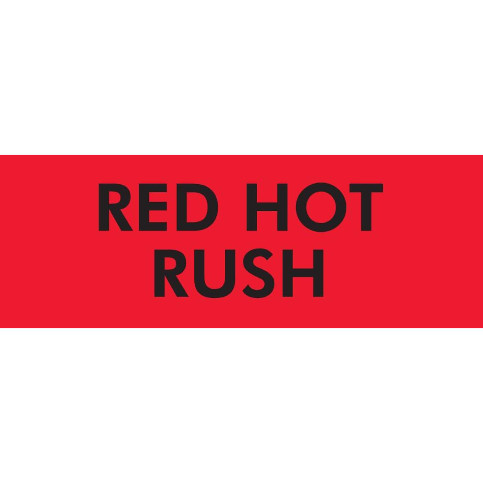Quill Brand® Red Hot Rush Labels, Red/Black, 3 x 2, 500/Rl