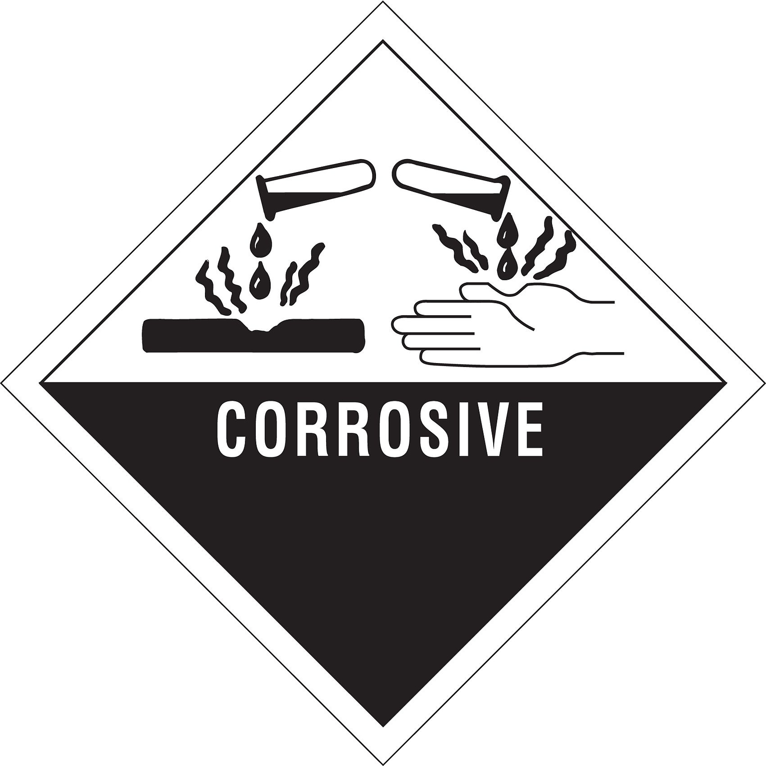 4 x 4 Corrosive - Hazard Class 8 Label