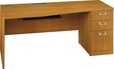 Bush Business Furniture Quantum 72W RH Single Pedestal Desk finished, Modern Cherry, Installed