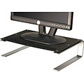Monitor Stand, Pen Tray, Grate Design, Gives Storage, For Flat Screen Monitor, 15x4-1/2x11-1/4, Black/Chrome