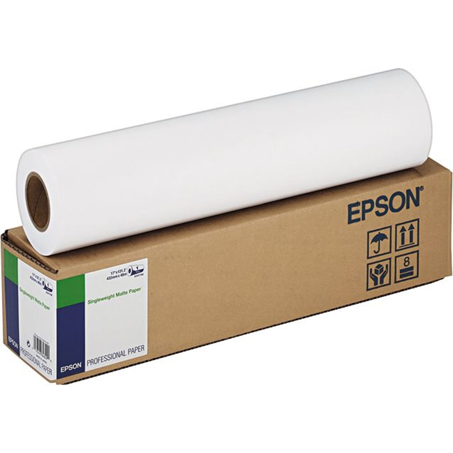 Epson® Singleweight Matte Paper, White, 17(W) x 131(L), 1/Roll