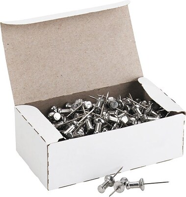 Gem Push Pins, Silver, 100/Box (CPAL5)