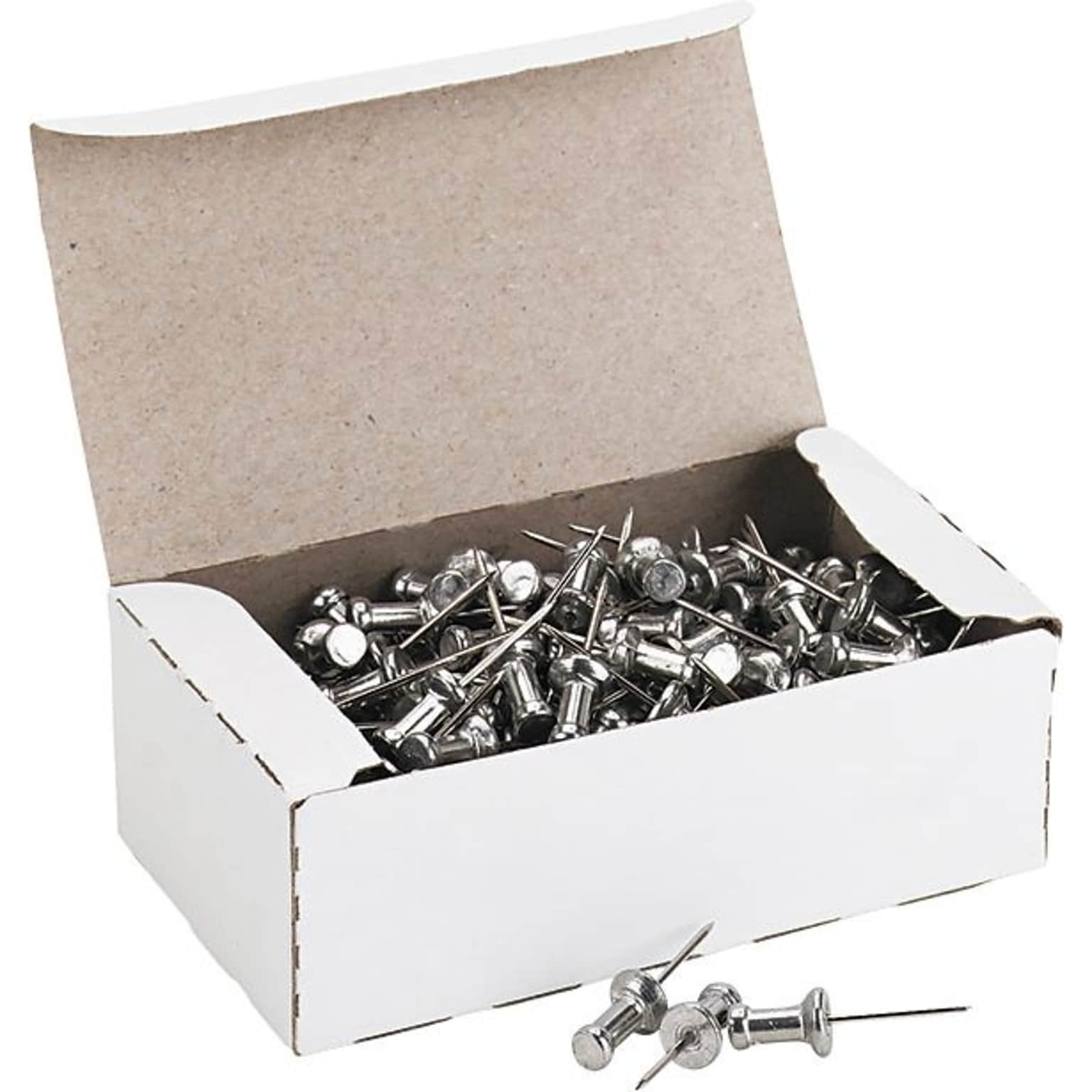 Gem Push Pins, Silver, 100/Box (CPAL5)