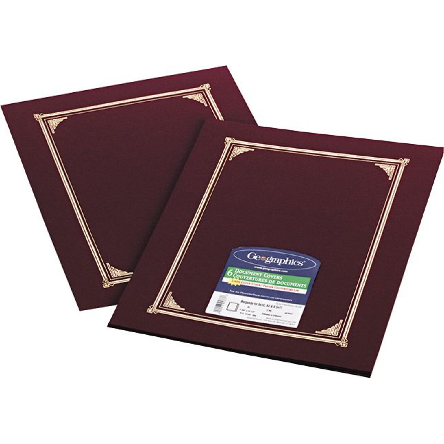 Geographics Linen Certificate Covers, 12-1/2 x 9-3/4, 6/Pack, Burgundy