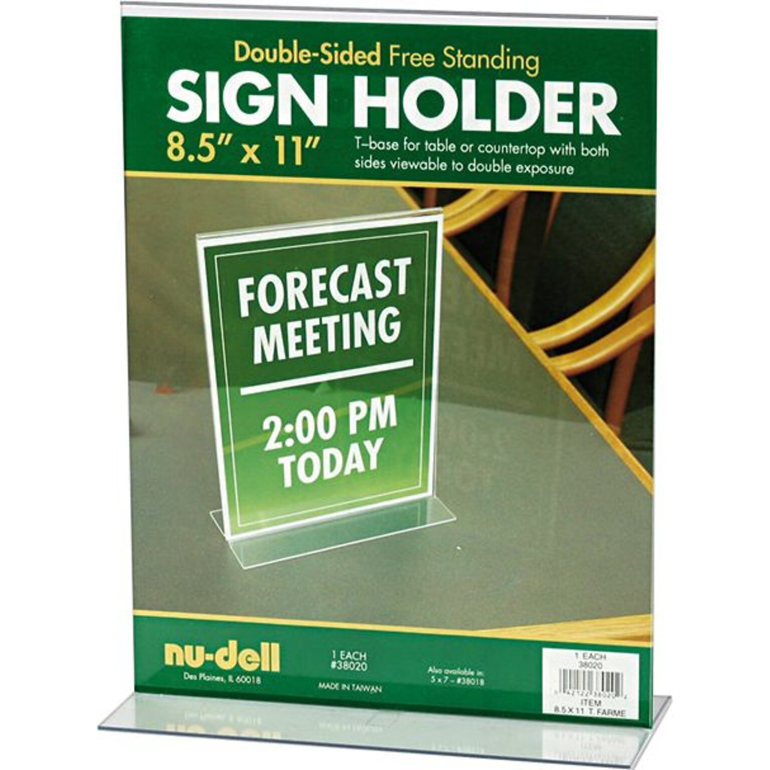 NuDell™ T-Shaped Sign Holder, Clear, 8-1/2 x 11