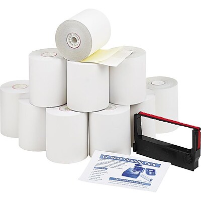 PM Company® Impact Printing Carbonless Paper Roll, Canary/White, 3(W) x 90(L), 10/Ctn