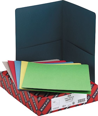Smead 2 Pocket Faux Leather Portfolio Folder, Assorted Colors, 25/Box (87850)