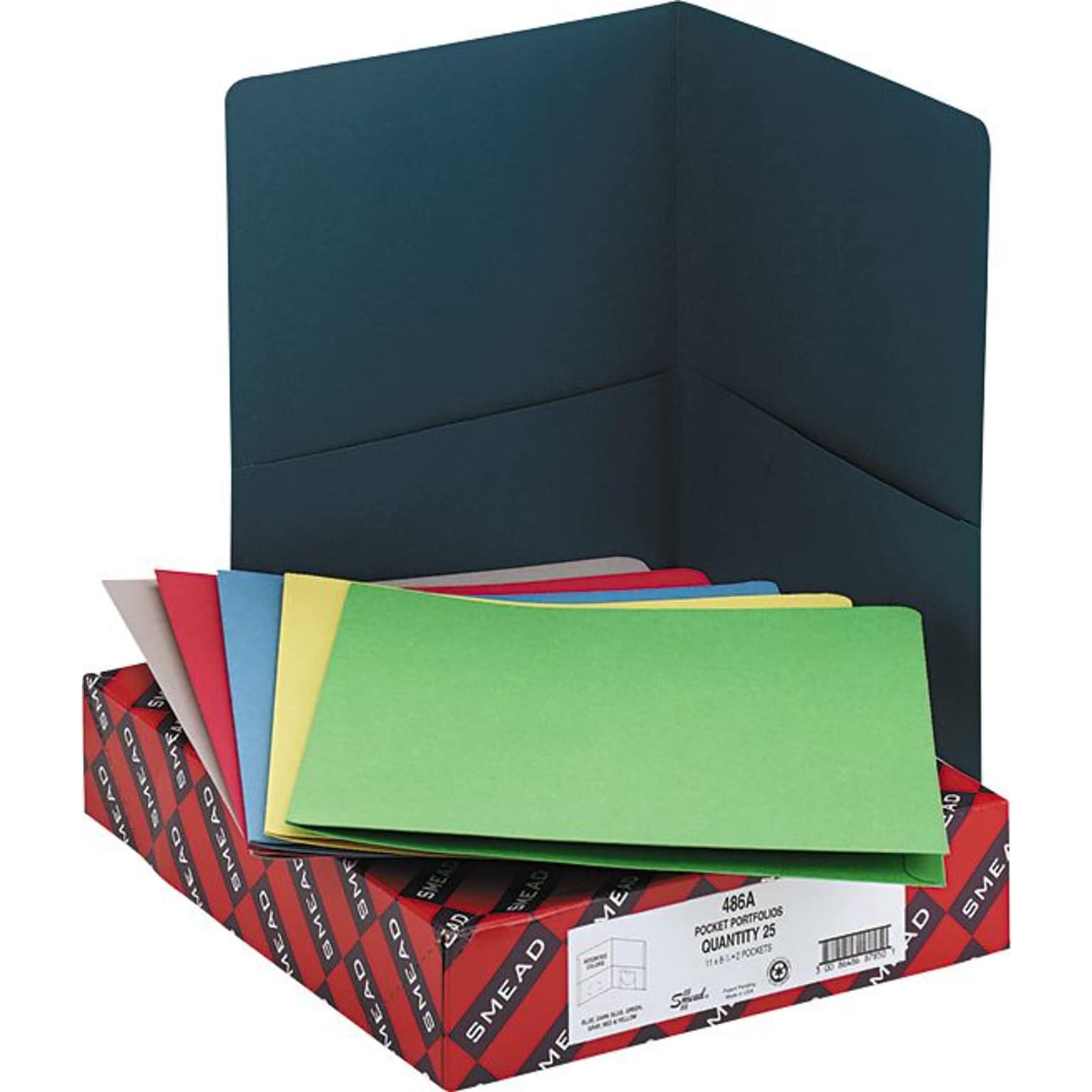 Smead Heavyweight Two-Pocket Folders, Letter, Assorted, 25/Bx (87850)