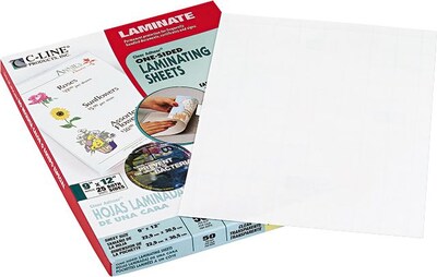 C-Line® Cleer Adheer®  Laminating Film, 2 mil, 12(H) x 9(W), 50/Box