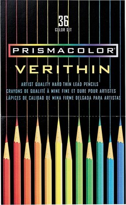Prismacolor Premier Verithin Colored Pencil Set, Assorted Colors, 36 Pencils/Pack (2428)