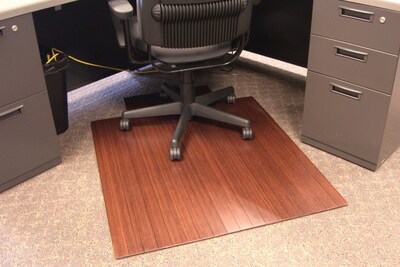 Anji Mountain Standard Bamboo Roll-Up Chairmat, With Lip, 36"x48", Dark Cherry