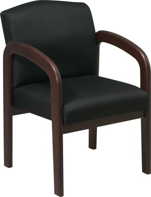 Office Star Wood Guest Chair, Espresso Finish Wood with Black Fabric