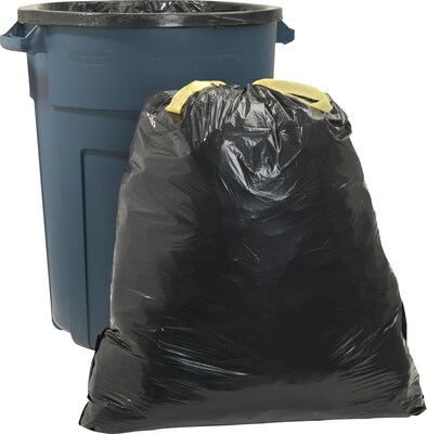Trash Bags, Drawstring, Black, 33 Gallon, 30 Bags/Box